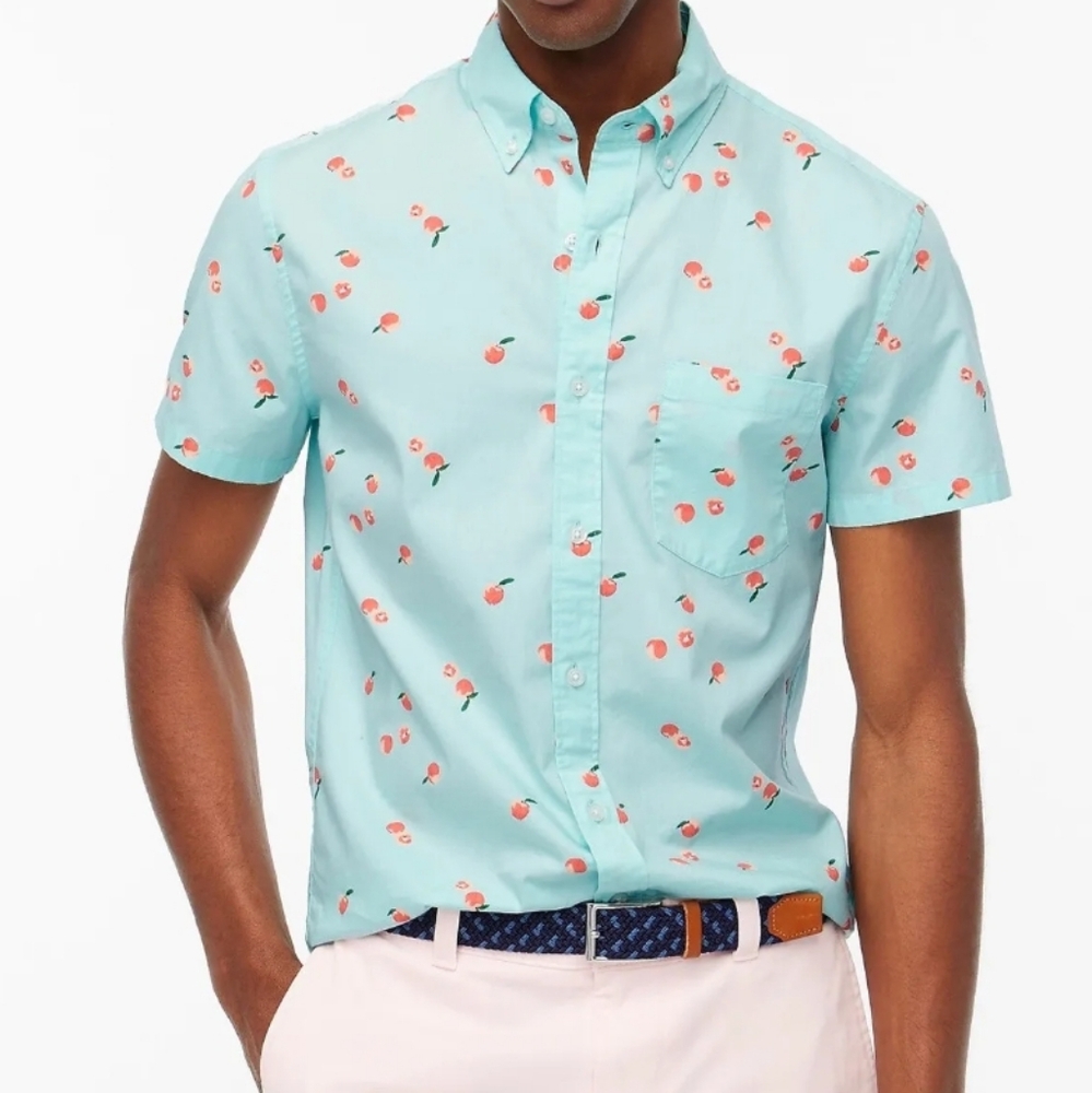 J. Crew Factory slim fit flex washed short sleeve button down shirt
